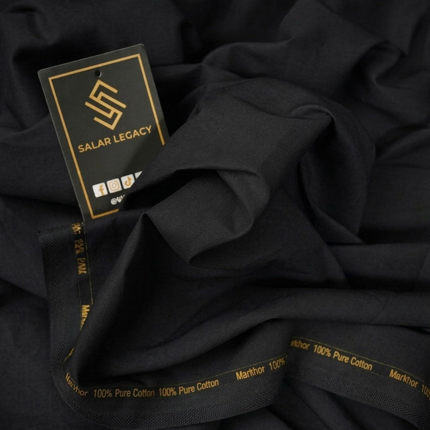 MARKHOR PREMIUM COTTON FABRIC – PURE BLACK