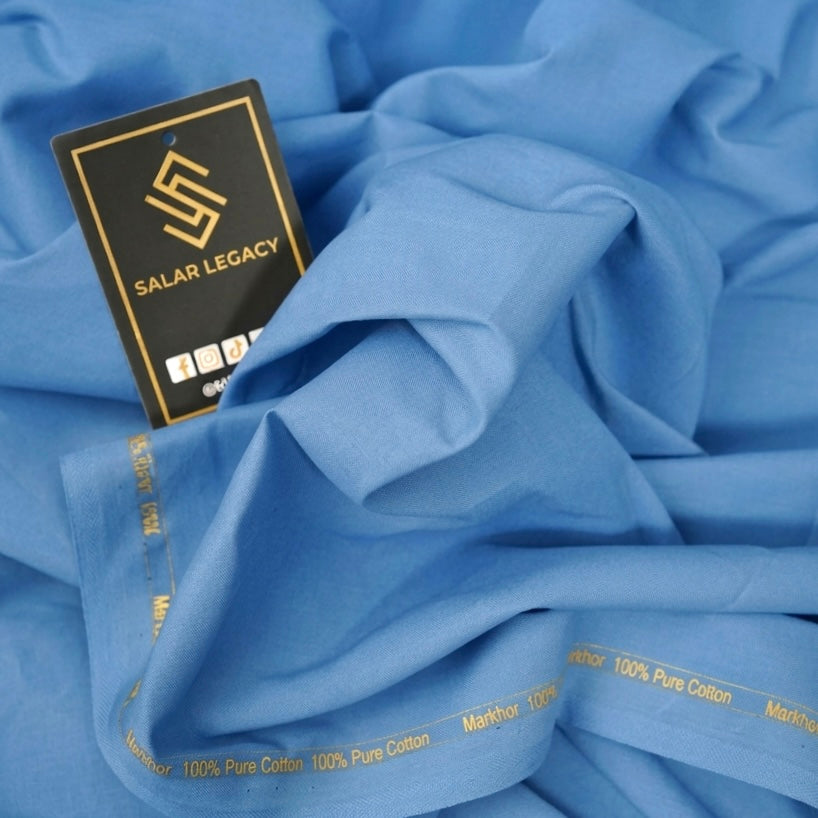 MARKHOR PREMIUM COTTON FABRIC – SKY BLUE